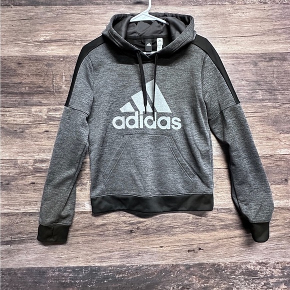 adidas Gray Hoodie Sweater with Large Logo - Picture 1 of 12